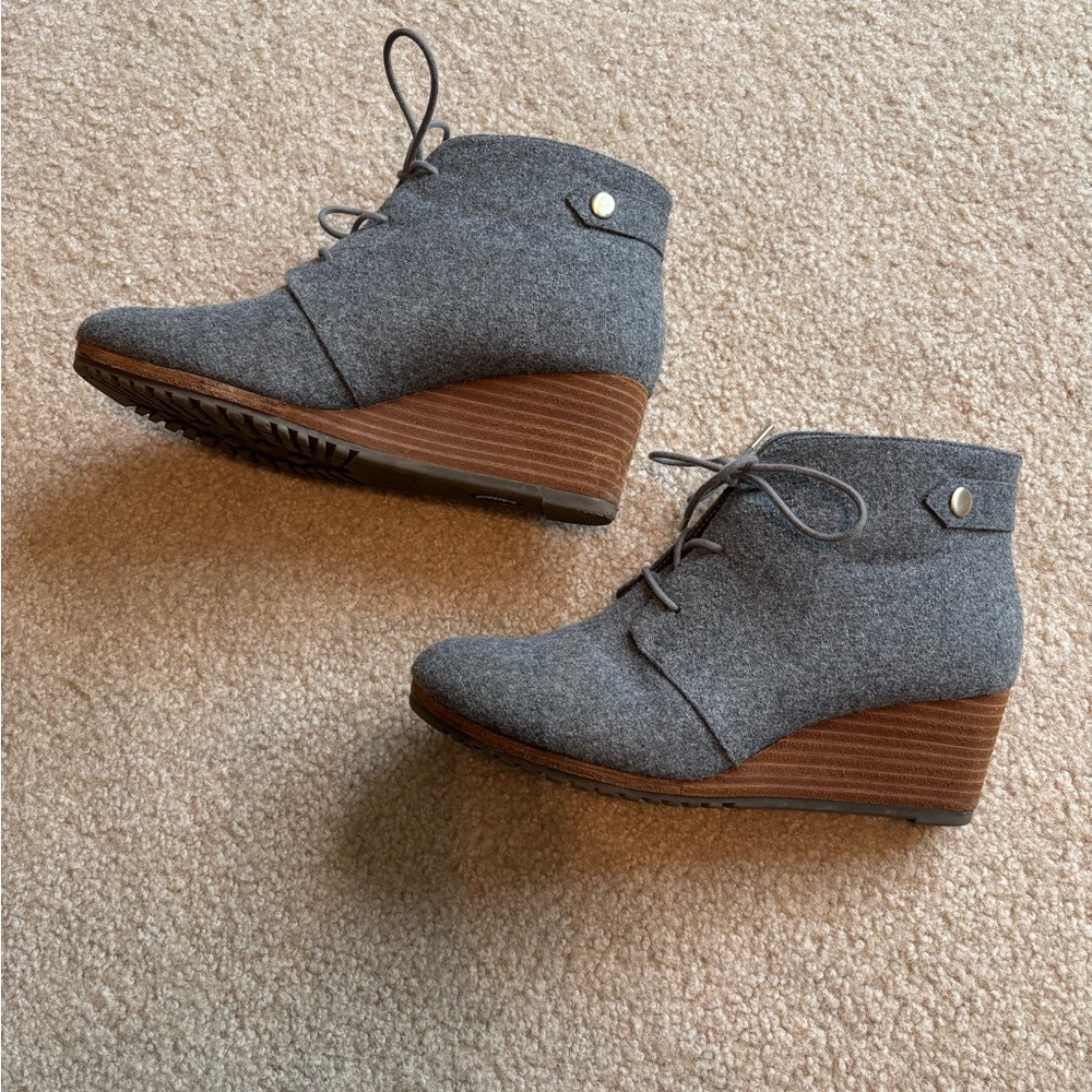 Gray Wedge Ankle Boots